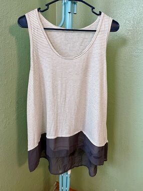 Lush Cream & Gray Layered Tank Top